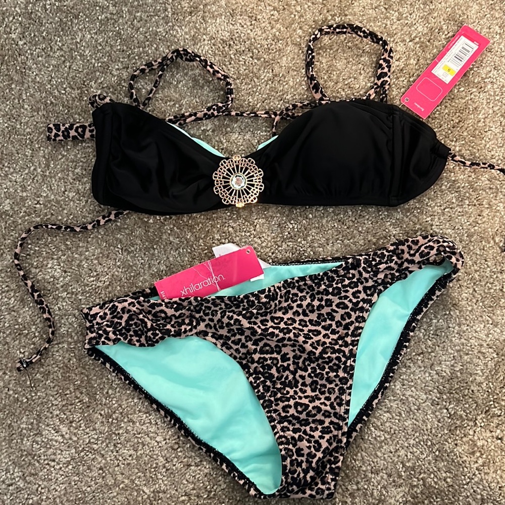 NWT Target Black / Leopard Print Bikini